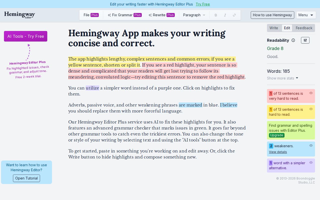 Hemingway Editor скриншот