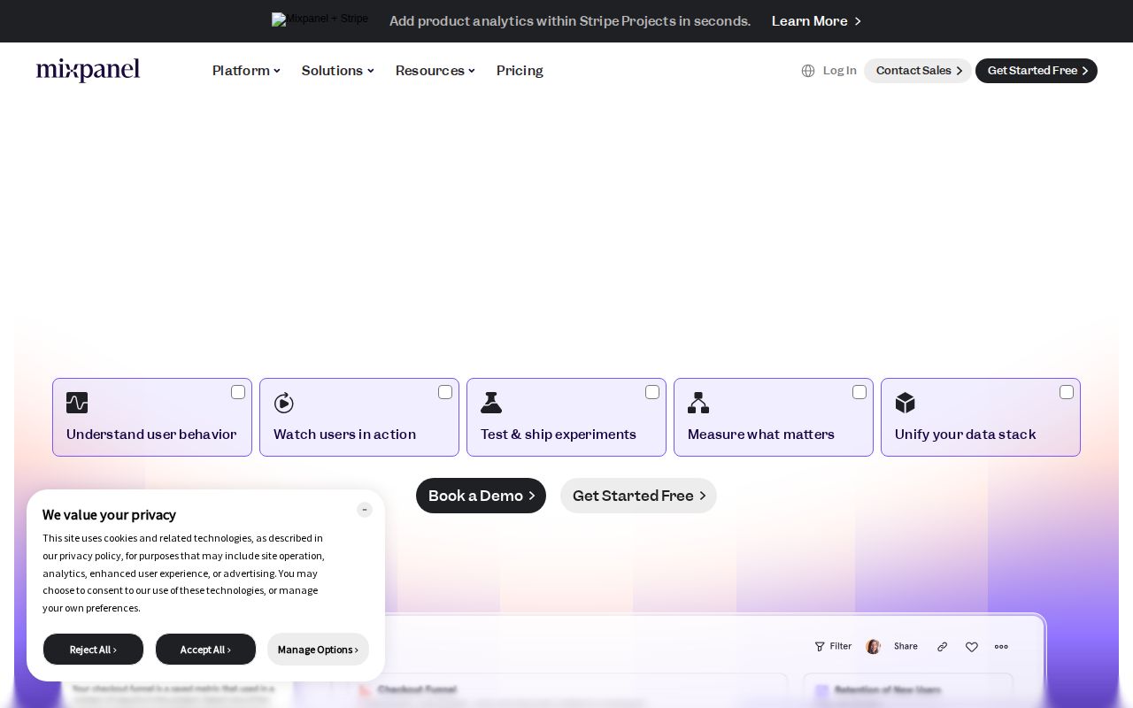 Mixpanel скриншот